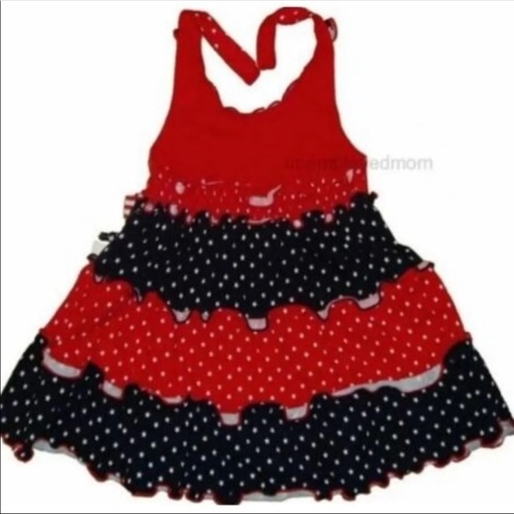 Girls Summer Dress Patriotic Outfit Red White Blue Holiday July 4th Fourth - Picture 4 of 6